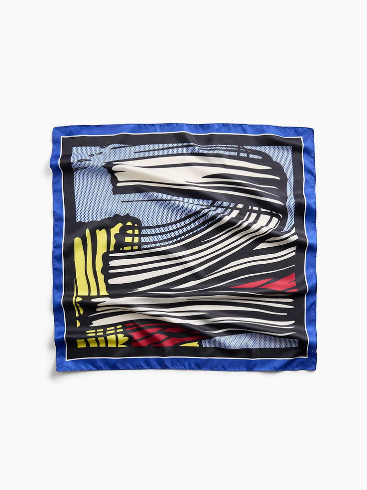 Image 1 of 6, Soft satin scarf., Inspired by Roy Litchenstein's Little Big Painting ., Product #1189428