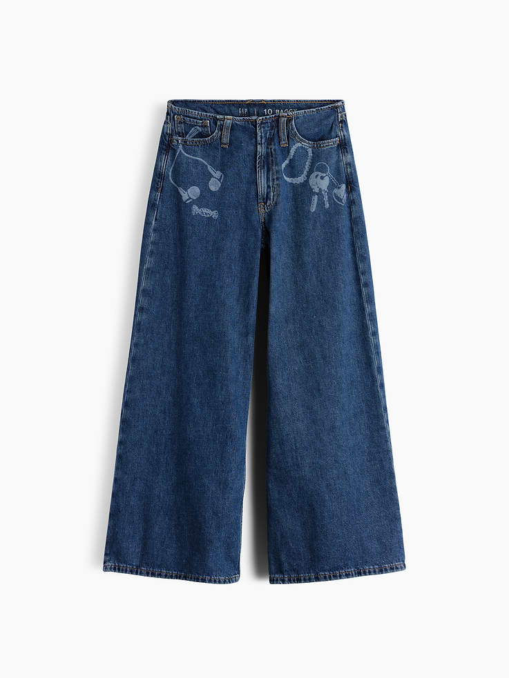 Image 2 of 6, Kids Low Rise Laser-Print Baggy Jeans