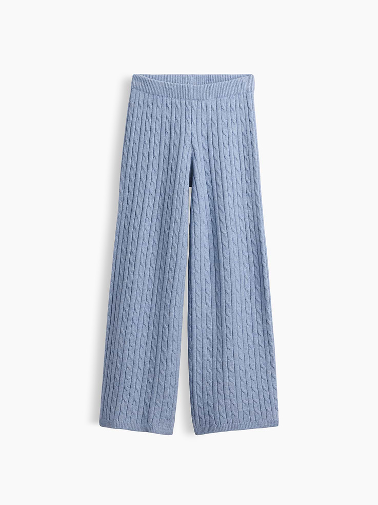 Image 2 de 5, Pantalon à jambe large en tricot torsadé Effet cachemire