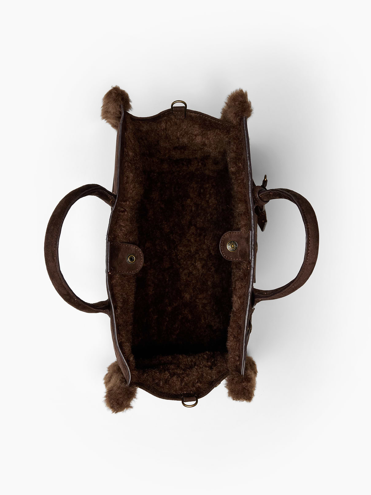Image 7 of 7, Sherpa-Lined Vegan Suede Five Pocket Tote