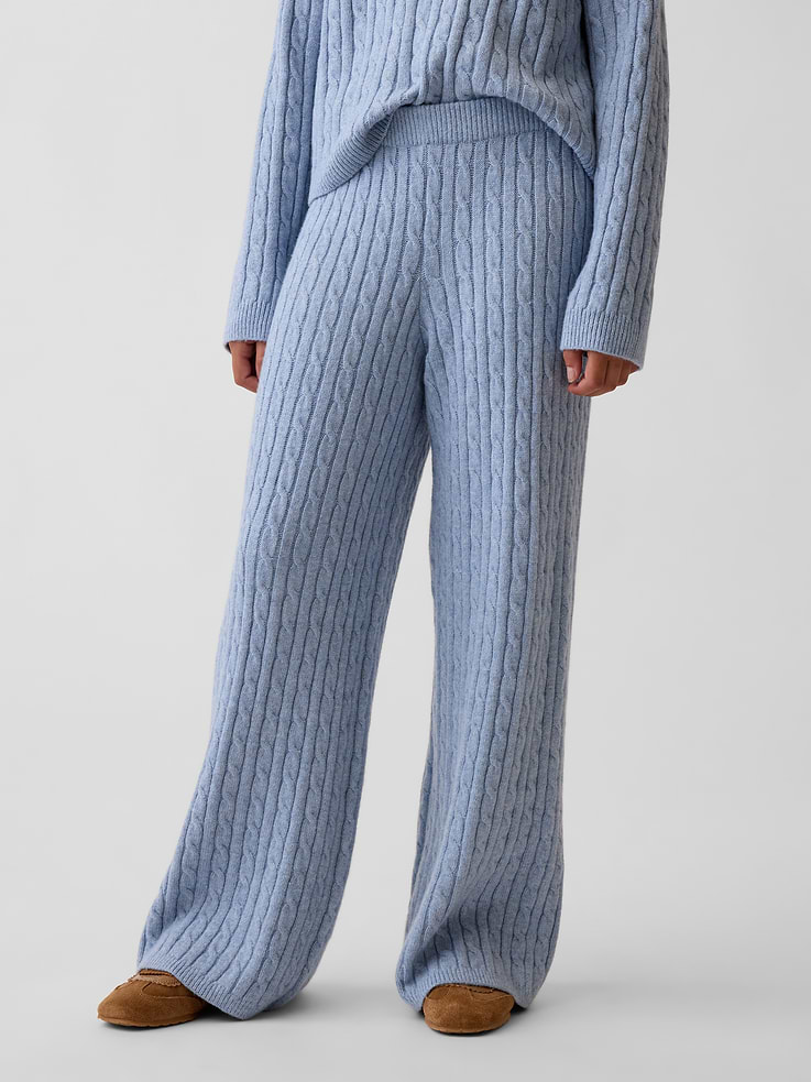 Image 4 de 5, Pantalon à jambe large en tricot torsadé Effet cachemire