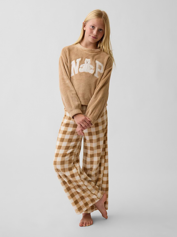 Kids Recycled Sherpa NAP Logo PJ Top