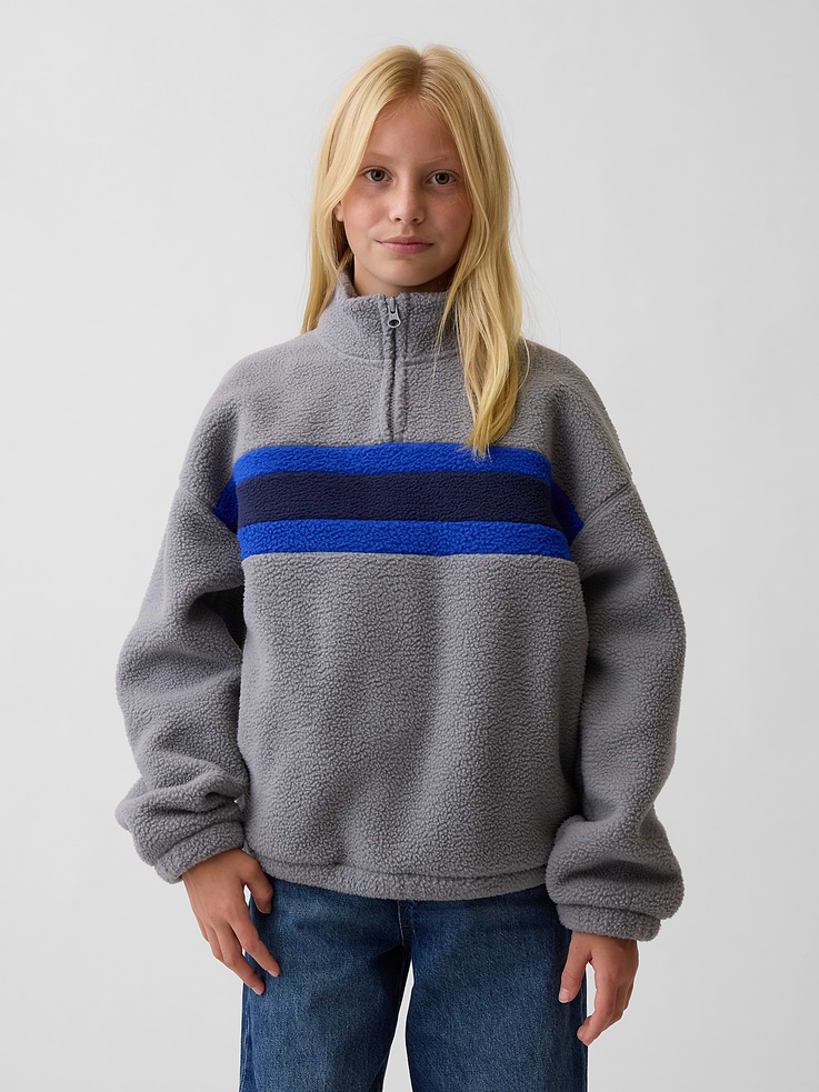 Image 2 of 6, Kids Sherpa Relaxed Quarter-Zip Pullover