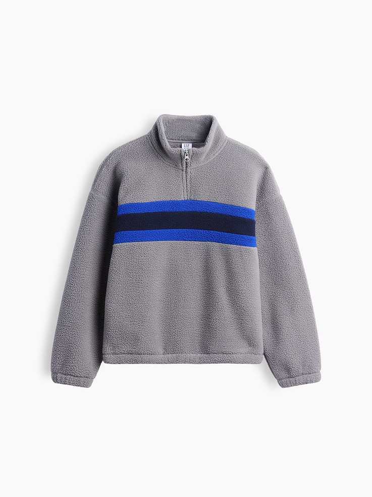 Image 5 of 6, Kids Sherpa Relaxed Quarter-Zip Pullover