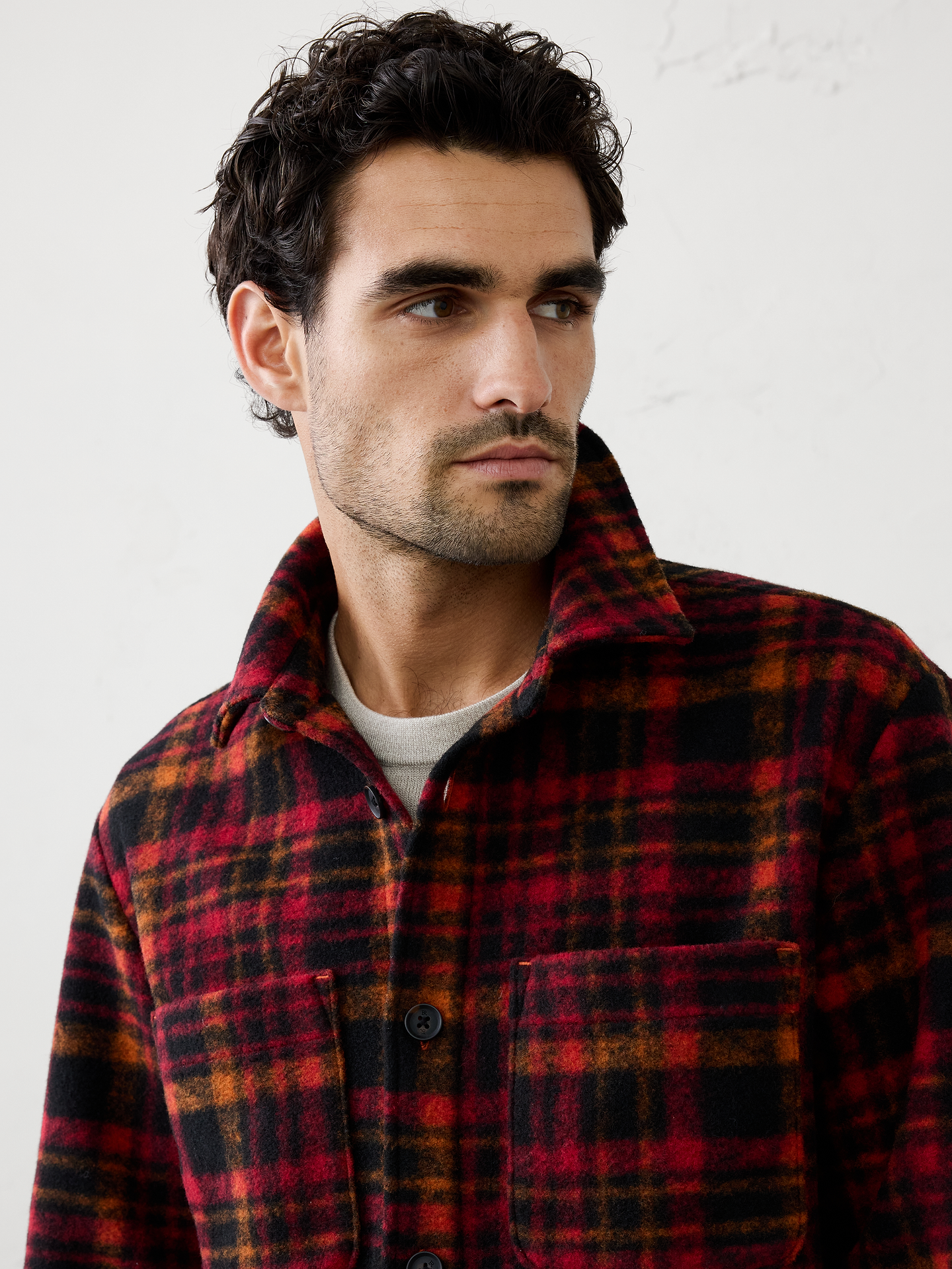 Image 3 of 8, Plaid Brushed Shirt Jacket