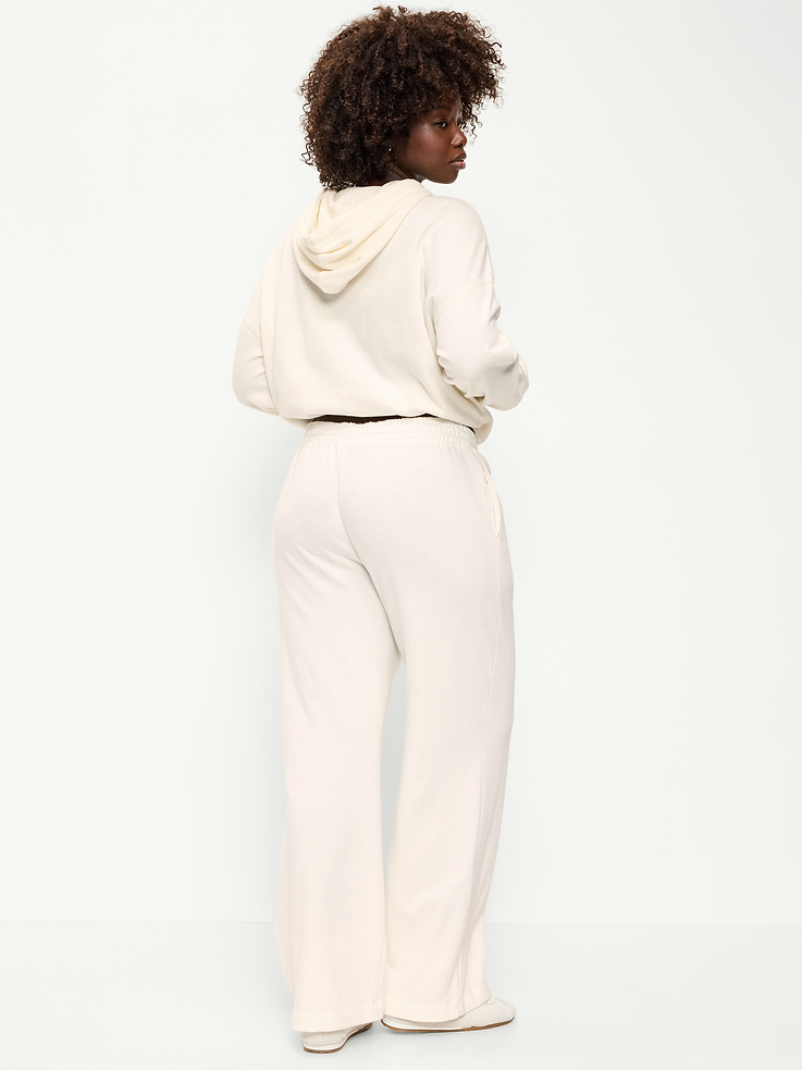 Image 6 de 10, Pantalon en coton ouaté à jambe large et à taille haute PurConfort