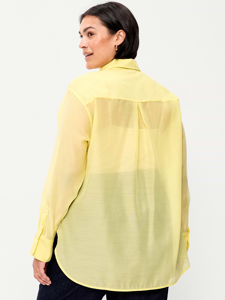 Image 8 of 8, Organza Button-Down Shirt