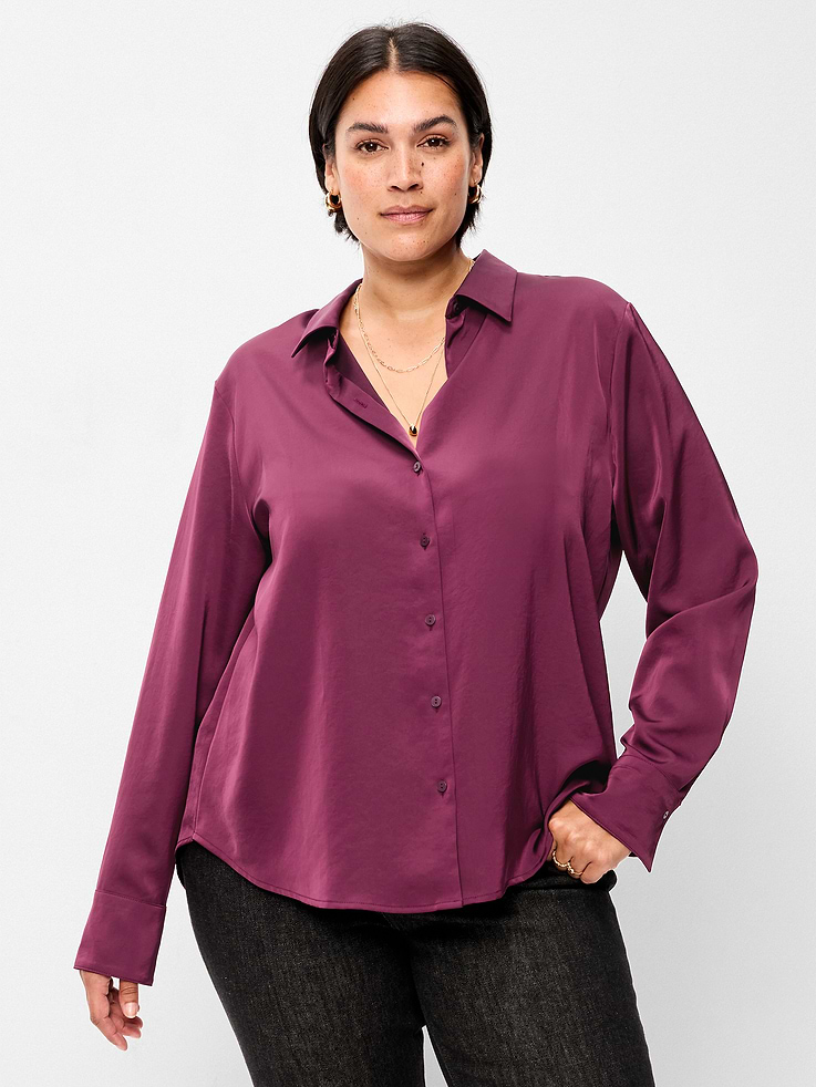 Image 7 of 8, Satin Button-Down Shirt