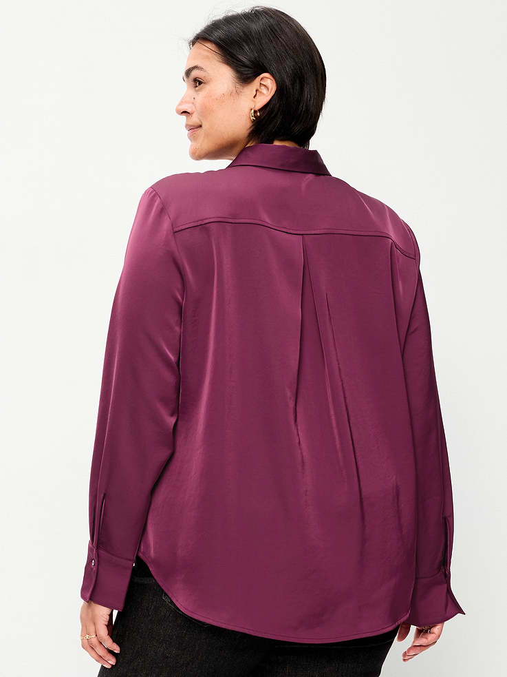 Image 8 of 8, Satin Button-Down Shirt
