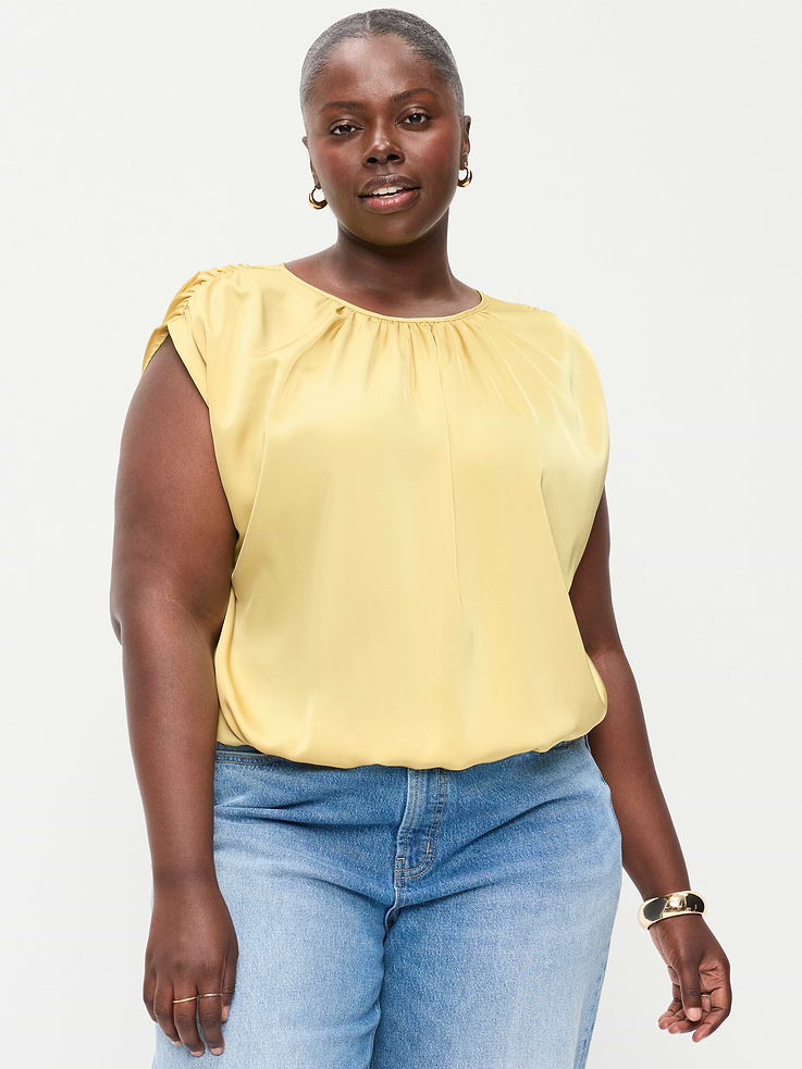 Image 2 of 4, Boatneck Drapey Bubble-Hem Top