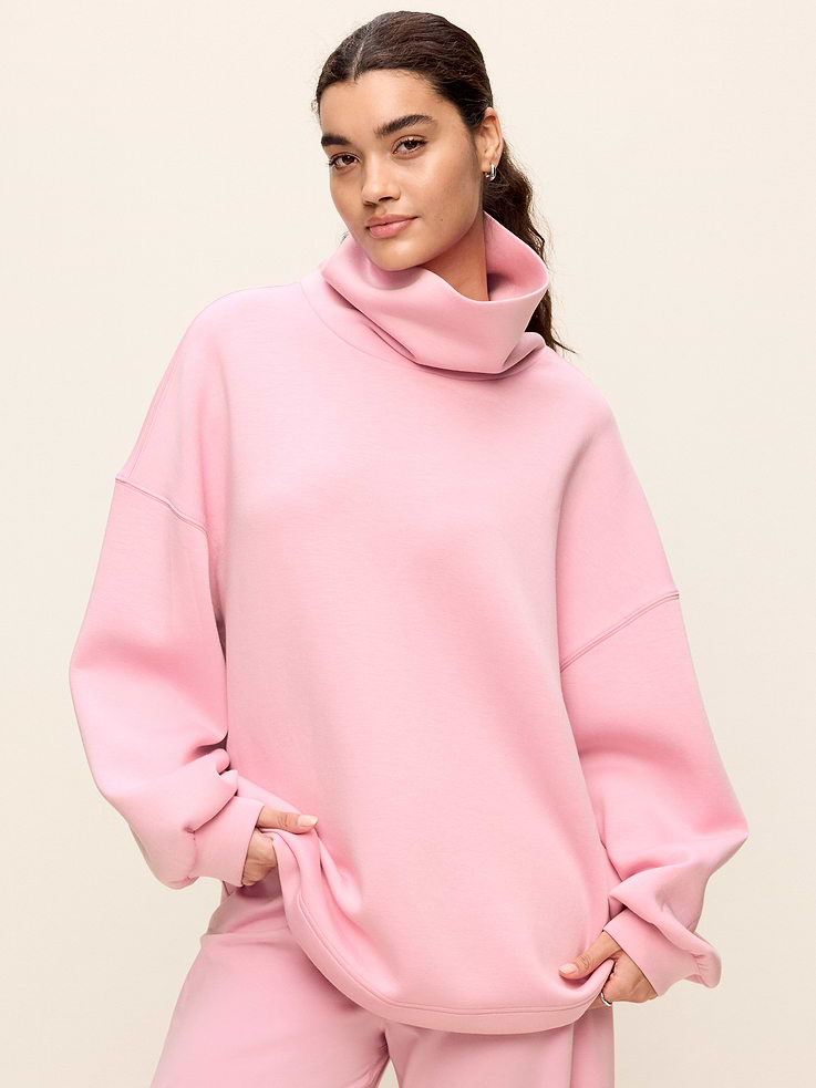 Image 6 of 6, Oversized Bounce Fleece Funnel-Neck Tunic