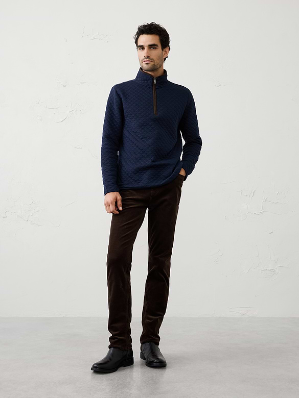 Diamond Quilted Quarter-Zip Pullover