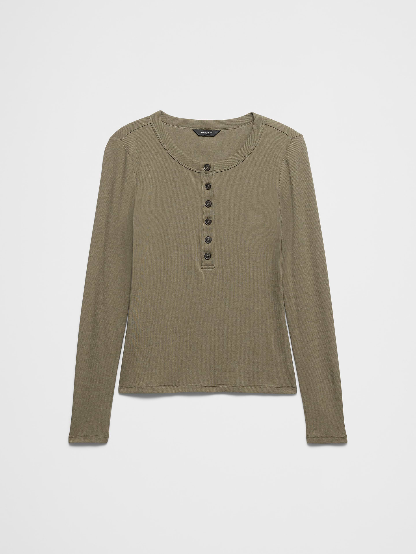Image 4 of 8, Ribbed Henley T-Shirt