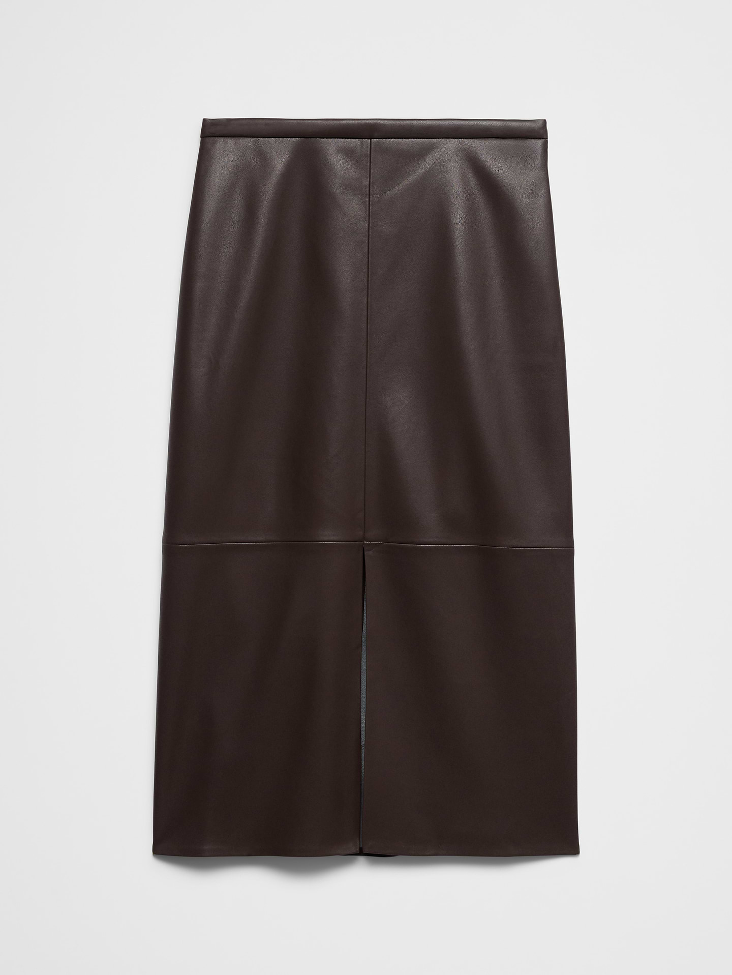 Image 4 of 7, Vegan Leather Seamed Midi Skirt