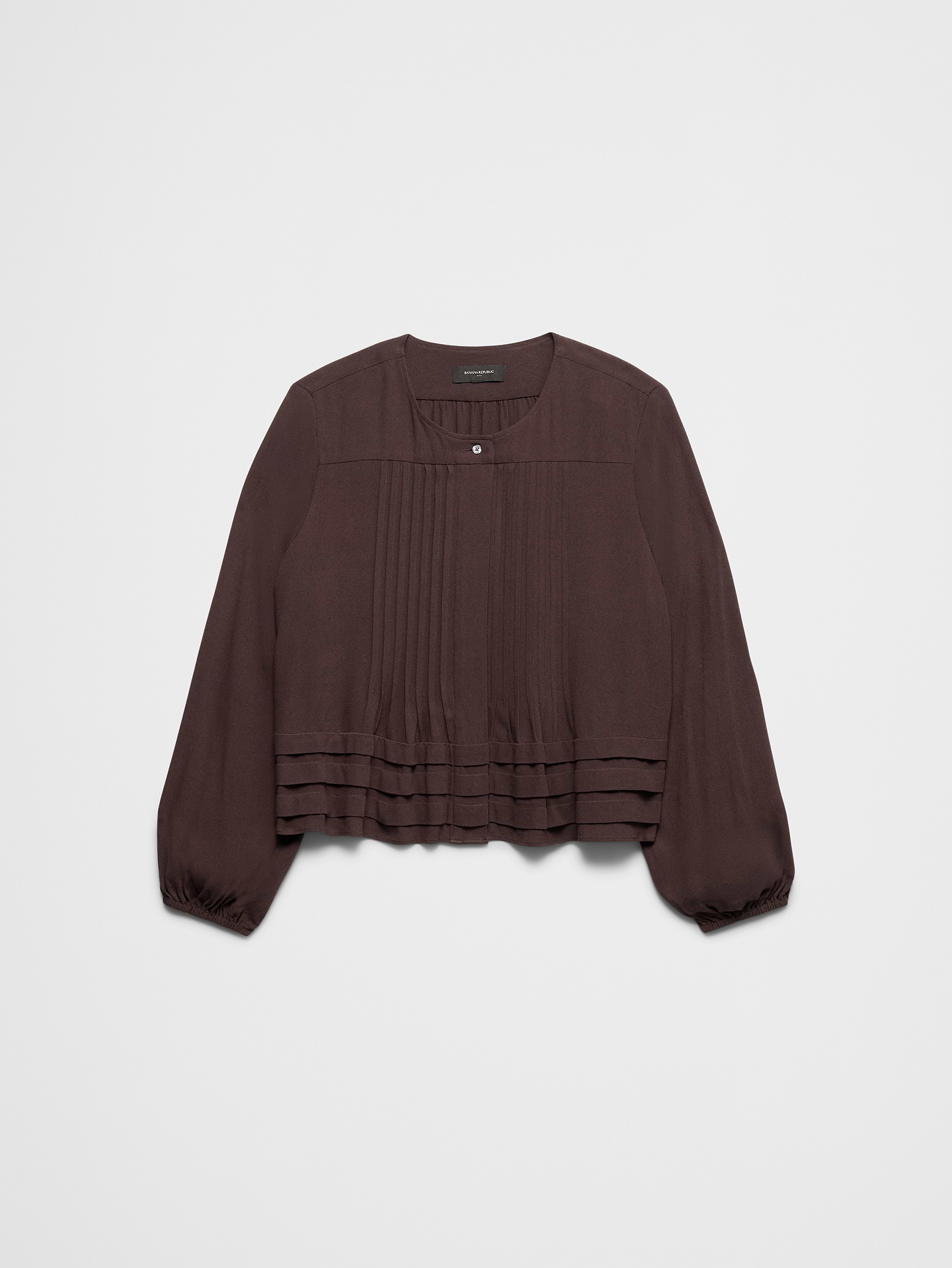 Image 4 of 4, Pleated Button-Front Swing Top