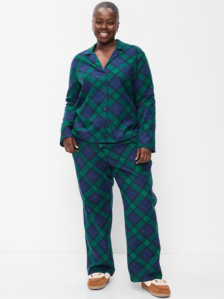 Image 5 of 6, Printed Flannel Pajama Pants Set for Women