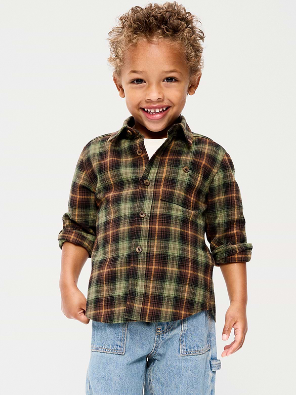 Chemise en flanelle à manches longues à imprimé à carreaux pour tout-petit