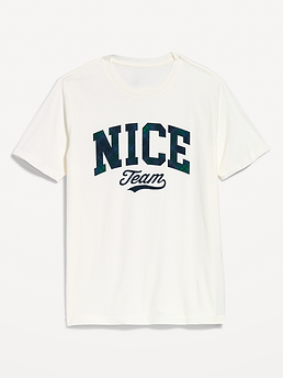 Image 1 of 2, rib-knit crew neck, short sleeves, graphic varies by color, Product #909612