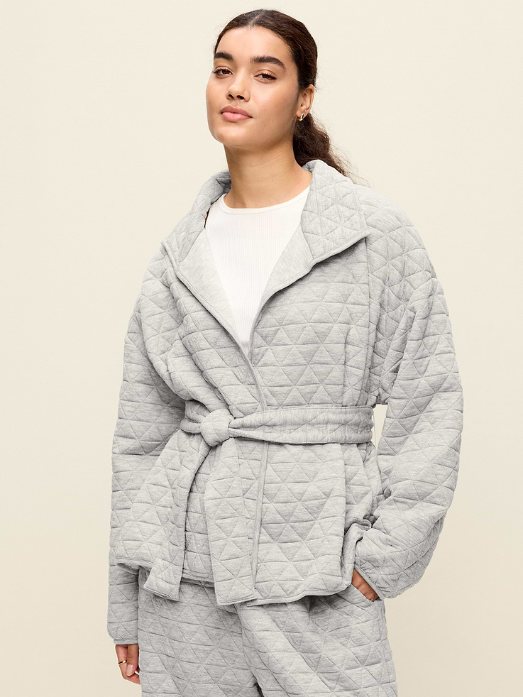Image 6 of 8, Quilted Bounce Fleece Wrap-Front Jacket