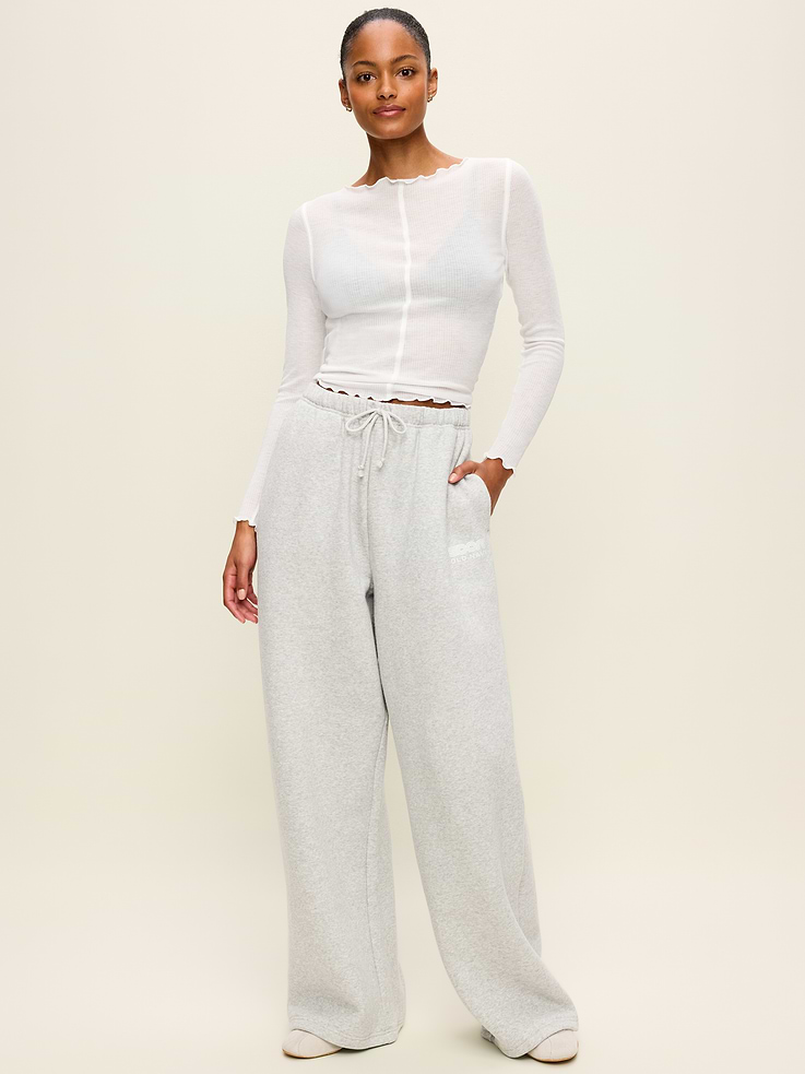 Image 2 of 7, High-Waisted Baseline Fleece Wide-Leg Sweatpants