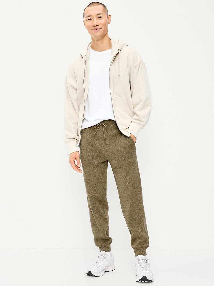 Image 1 of 6, elastic-drawstring waistband, faux fly, on-seam pockets, patch pocket at back right, rib-knit cuffs, Product #915785