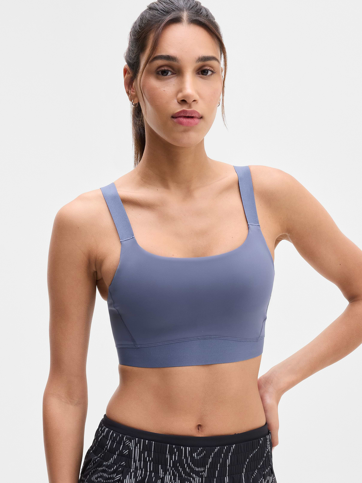 Image 1 of 3, BEST FOR CARDIO: run + train + HIIT, IMPACT: Medium-impact workouts, best for A-C cups, FEEL: PowerMove fabric is sleek, weightless, and helps keep you cool with quick-drying properties, FAVE: Adjustable straps for a customizable fit, Product #1174502