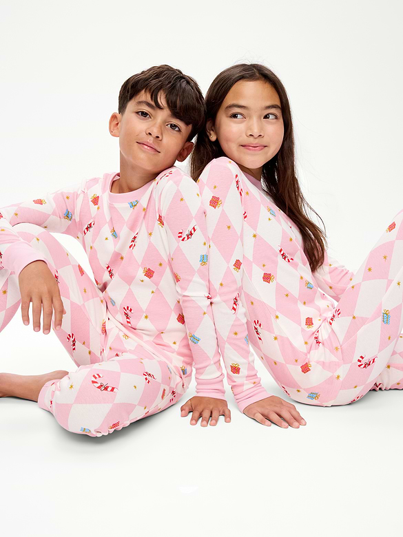 Gender-Neutral Snug-Fit Graphic Pajama Set for Kids