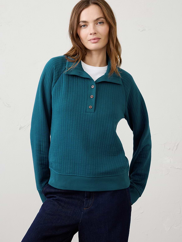 Quilted Henley Sweatshirt