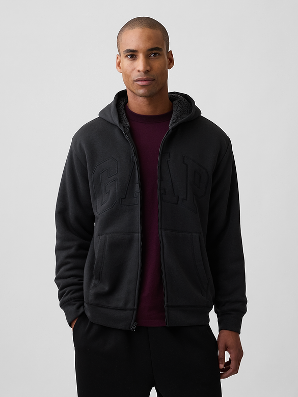 Relaxed Gap Logo Sherpa-Lined Zip Hoodie
