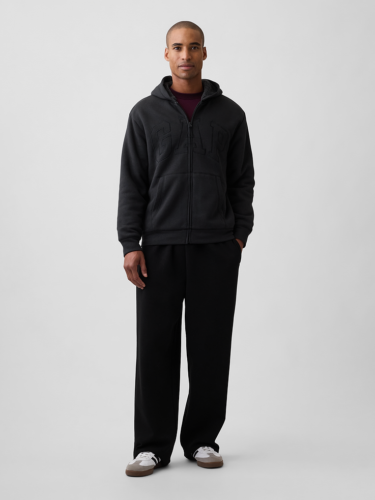 Image 3 of 4, Relaxed Gap Logo Sherpa-Lined Zip Hoodie
