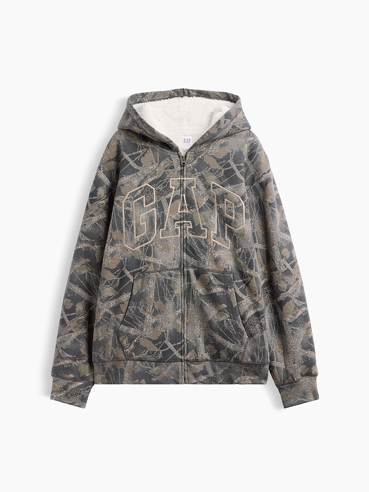Image 4 of 4, Relaxed Gap Logo Sherpa-Lined Zip Hoodie
