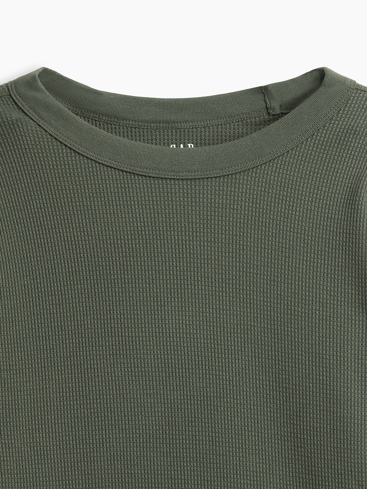 Image 4 of 5, Waffle-Knit Crewneck T-Shirt