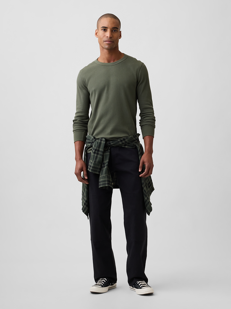 Image 3 of 5, Waffle-Knit Crewneck T-Shirt