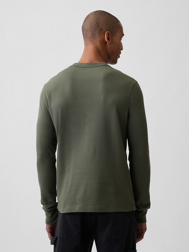 Image 2 of 5, Waffle-Knit Crewneck T-Shirt