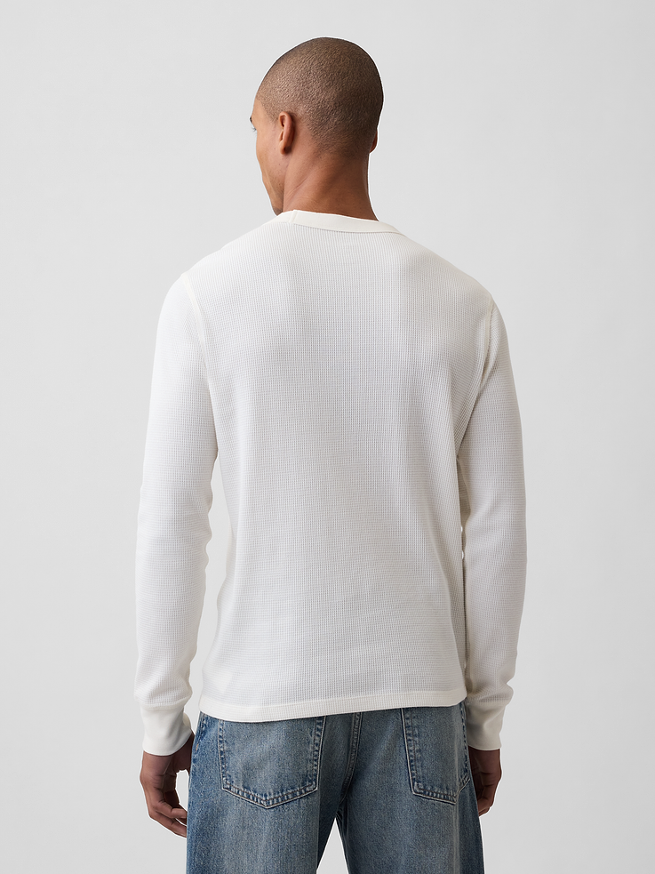 Image 2 of 5, Waffle-Knit Crewneck T-Shirt