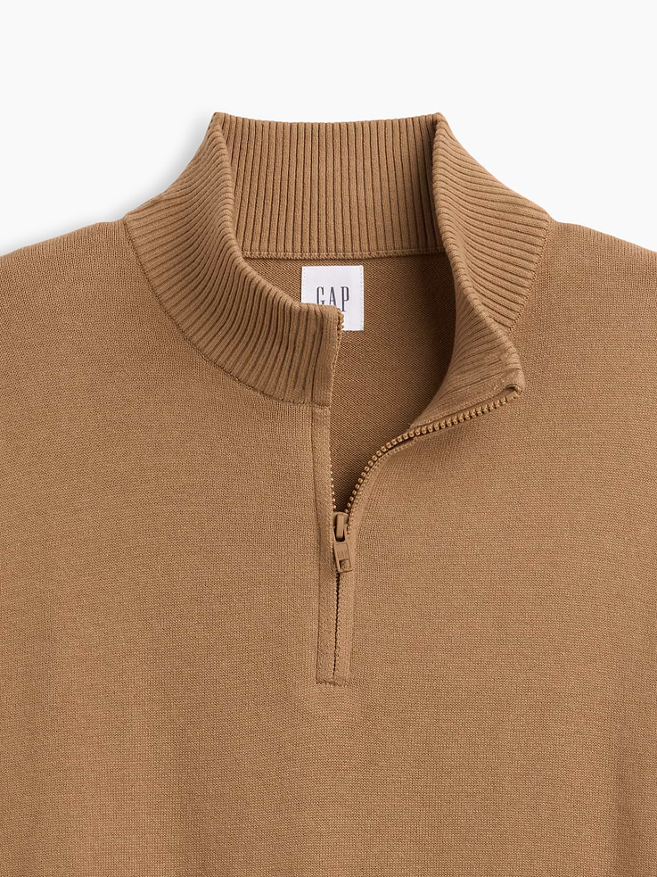 Image 4 of 5, Relaxed Mockneck Quarter-Zip Sweater