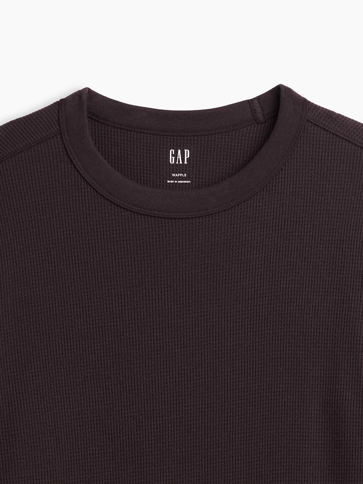 Image 4 of 5, Waffle-Knit Crewneck T-Shirt