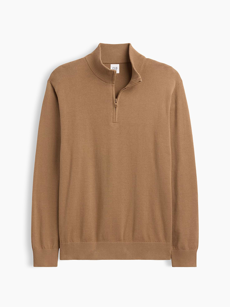 Image 5 of 5, Relaxed Mockneck Quarter-Zip Sweater