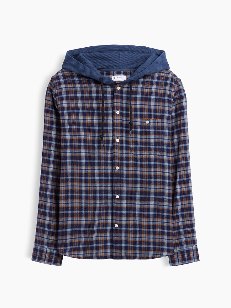 Image 5 of 5, Hooded Flannel Shirt in Standard Fit