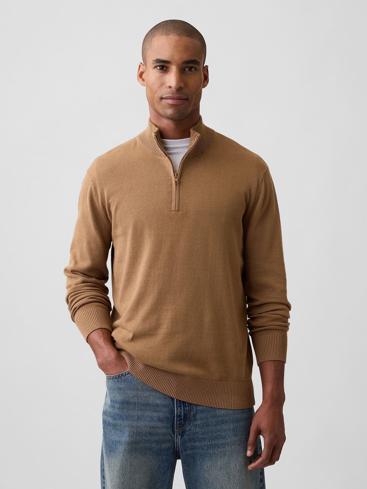 Relaxed Mockneck Quarter-Zip Sweater | Gap Factory