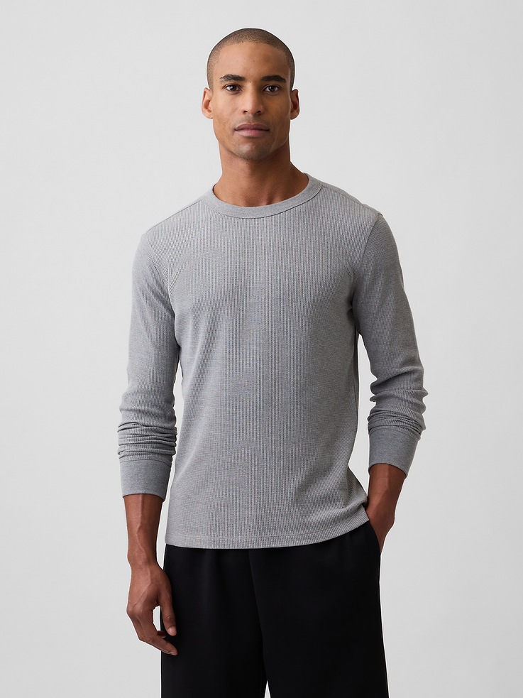 Image 1 of 5, Soft waffle knit., Long sleeves with banded cuffs., Crewneck., Select styles have allover print., Product #1180044