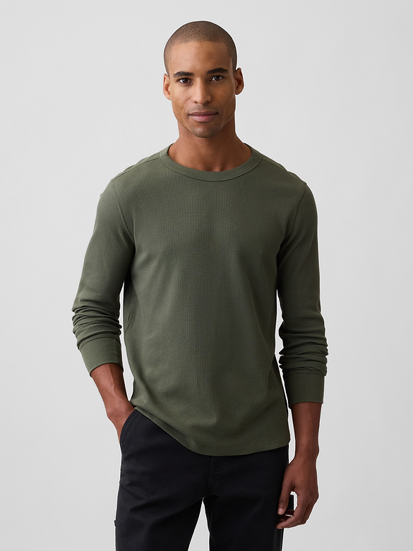 Waffle-Knit Crewneck T-Shirt