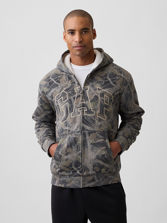 Relaxed Gap Logo Sherpa-Lined Zip Hoodie