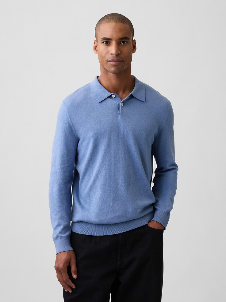 Image 1 of 5, Soft cotton knit., Long sleeves with ribbed cuffs., Spread collar, henley button front., Ribbed hem., Allover stripes., This product was made in a factory that invests in gender equity and women’s empowerment through RISE. Learn more at, Product #1178473