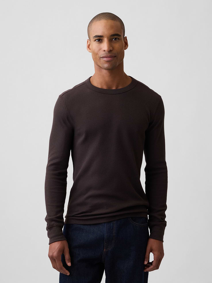Image 1 of 5, Soft waffle knit., Long sleeves with banded cuffs., Crewneck., Select styles have allover print., Product #1180044