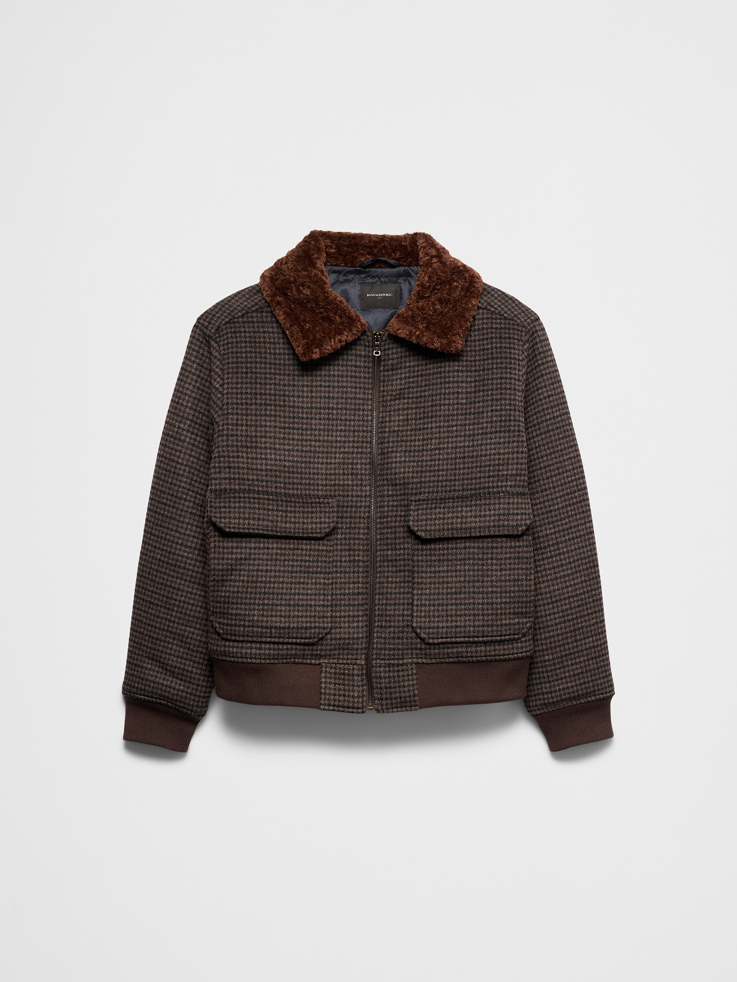 Image 4 of 4, Wool-Blend Patterned Bomber