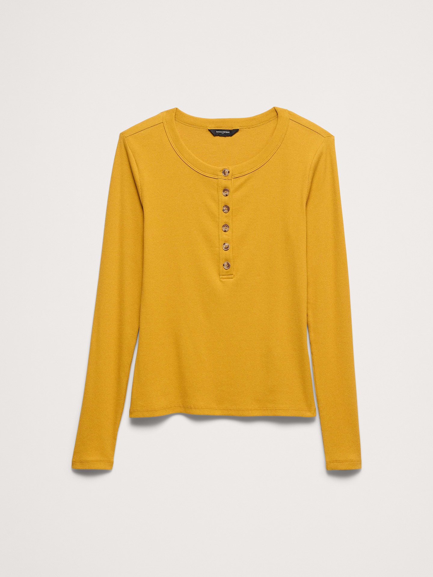 Image 4 of 8, Ribbed Henley T-Shirt