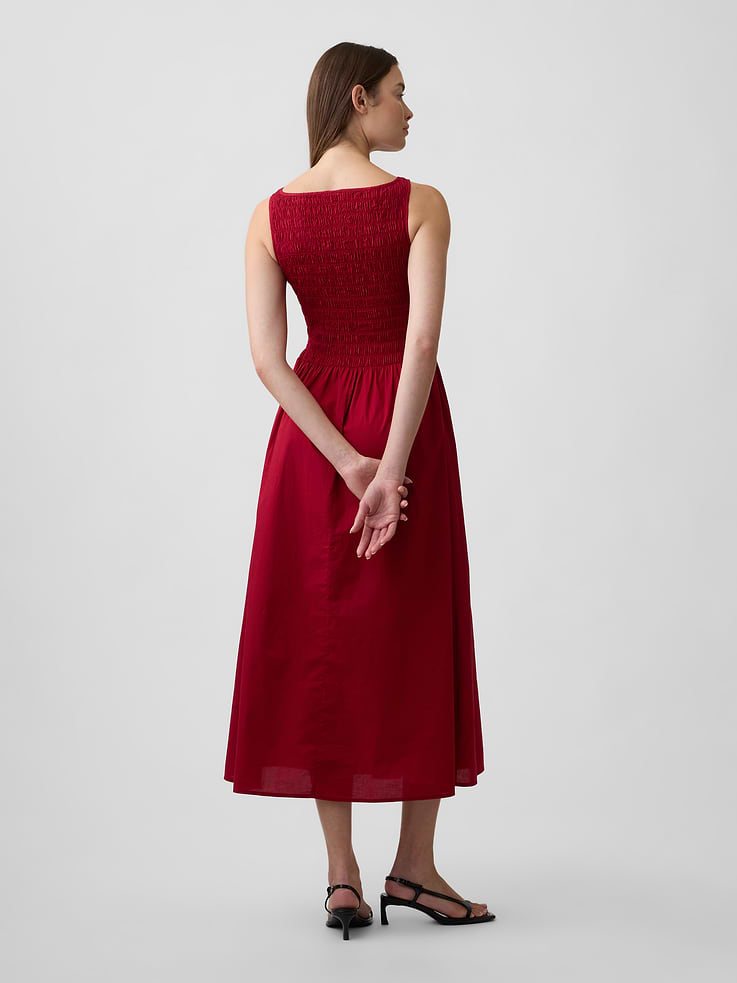 Image 2 of 6, Smocked Boatneck Midi Dress
