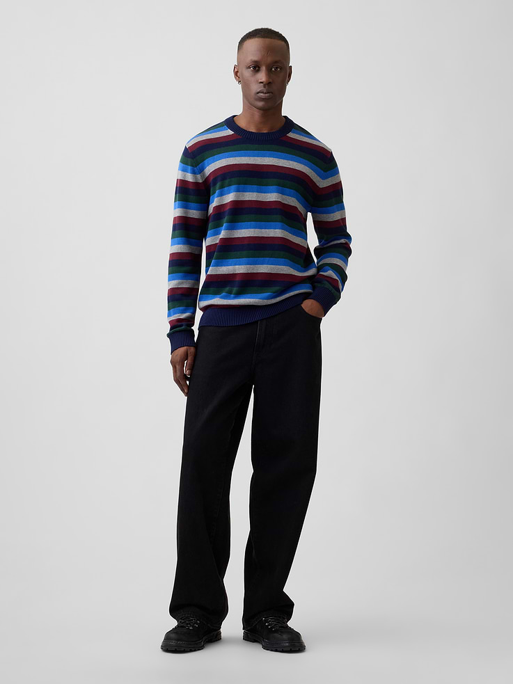 Image 3 of 5, CashSoft Stripe Crewneck Sweater