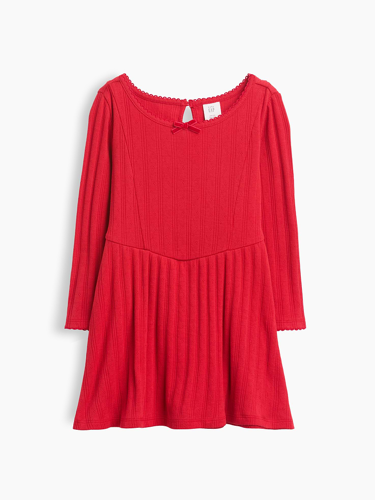 Image 2 de 3, Robe en tricot pointelle côtelé pour Bébé et Tout-petite